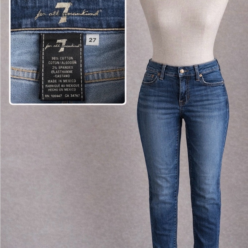 7 For All Mankind Skinny Jeans in Medium Blue Wash